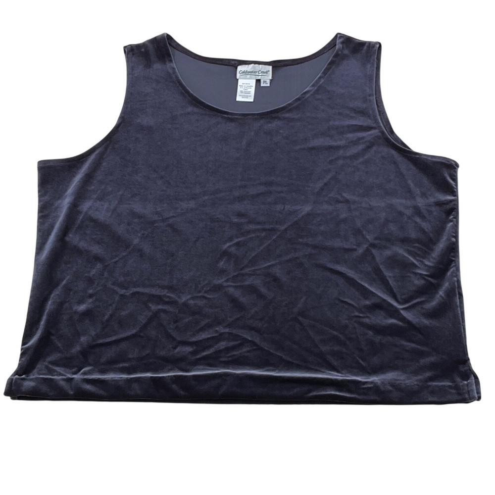 Vintage Coldwater Creek Tank Top PL Purple Velvet Sleeveless Scoop Neck 90s Y2K
